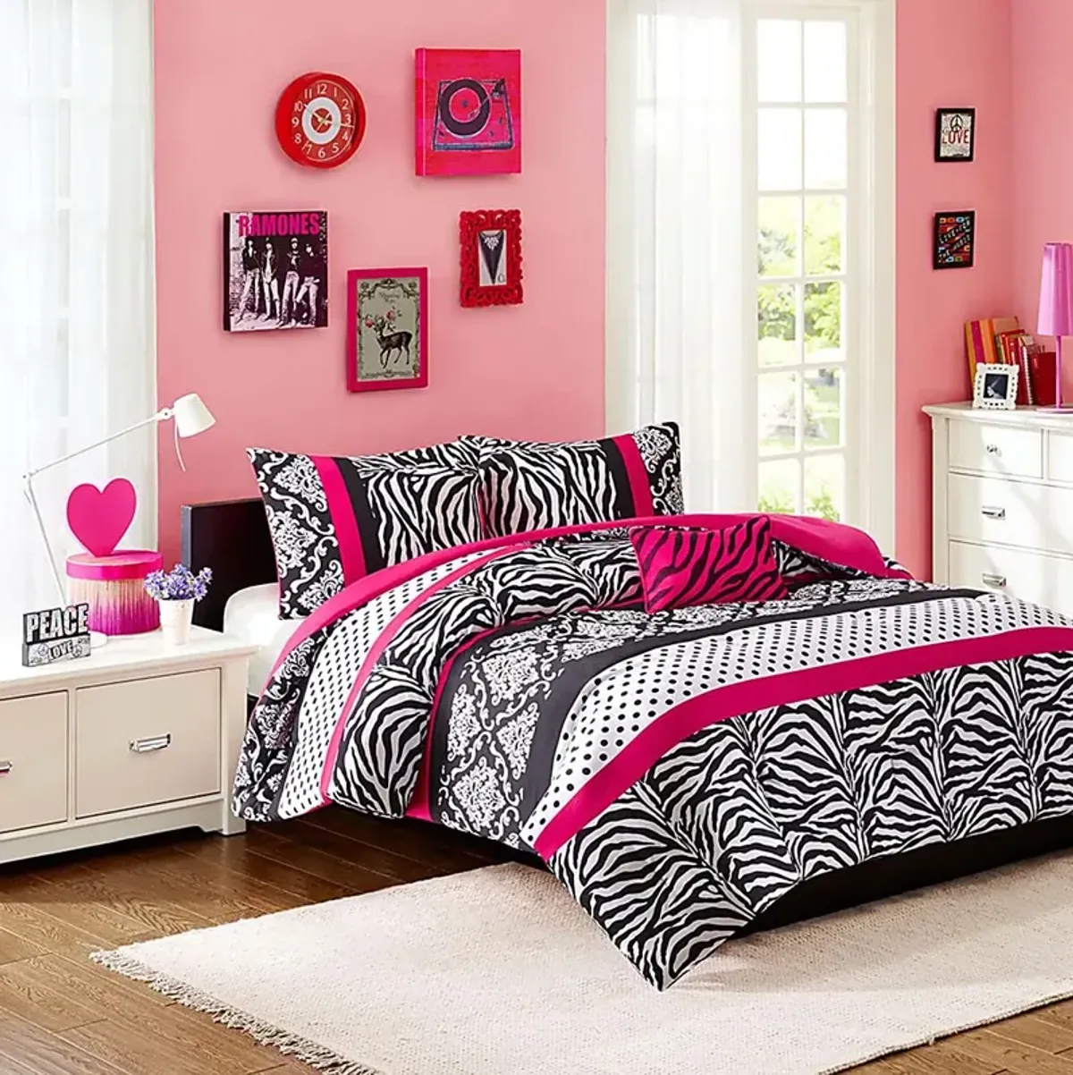 Dexe Pink Full Comforter Set