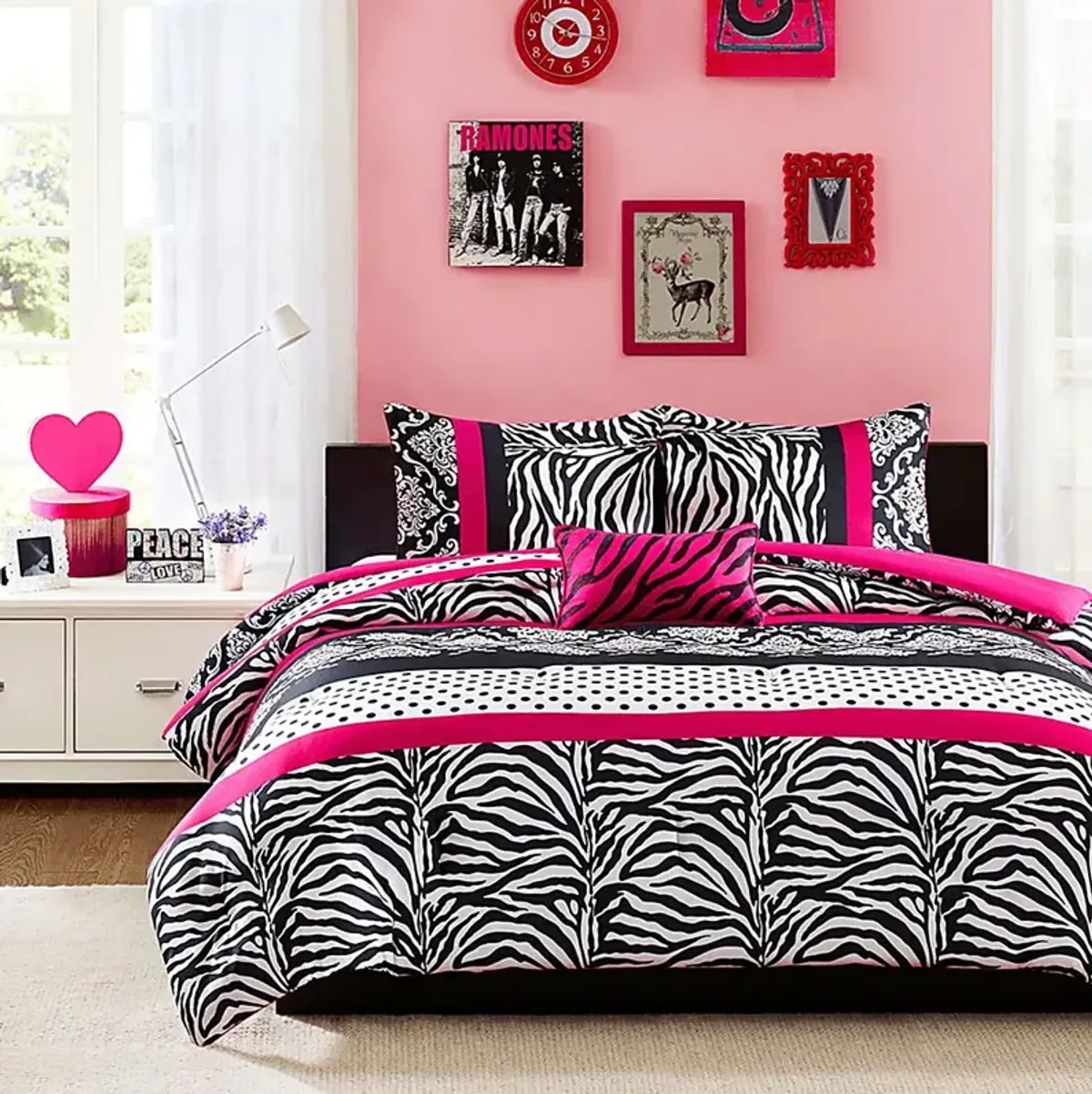 Dexe Pink Full Comforter Set