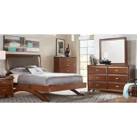 Belcourt Brown Cherry 7 Pc King Upholstered Sleigh Arch Bedroom