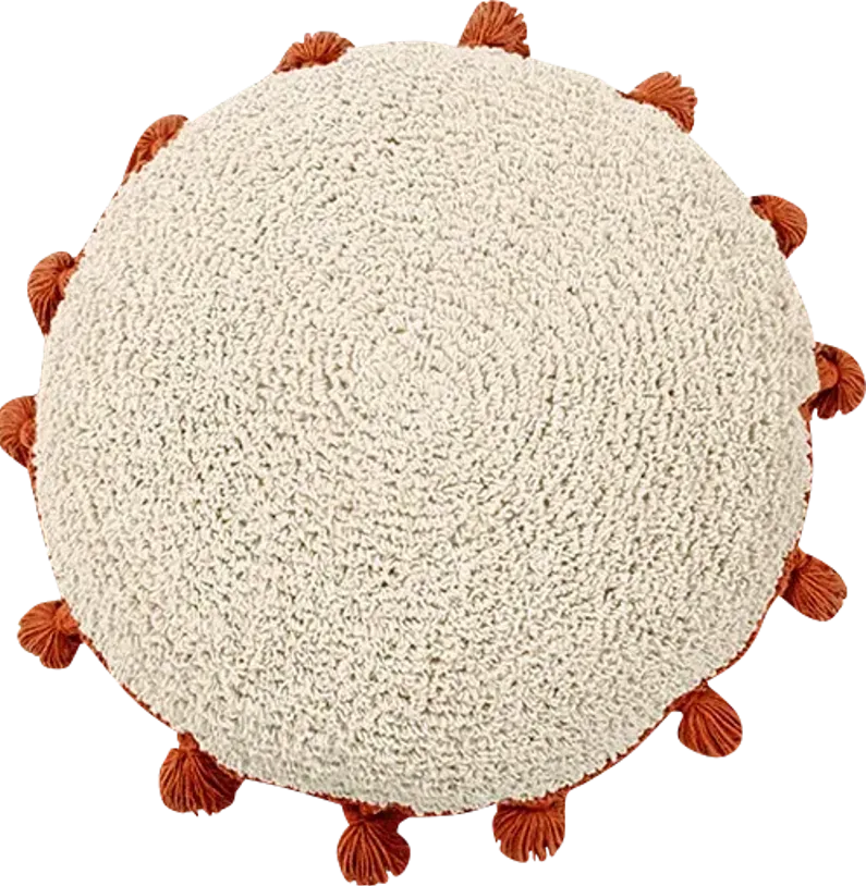 Kids Circle Tassels Natural/Terracotta Pillow