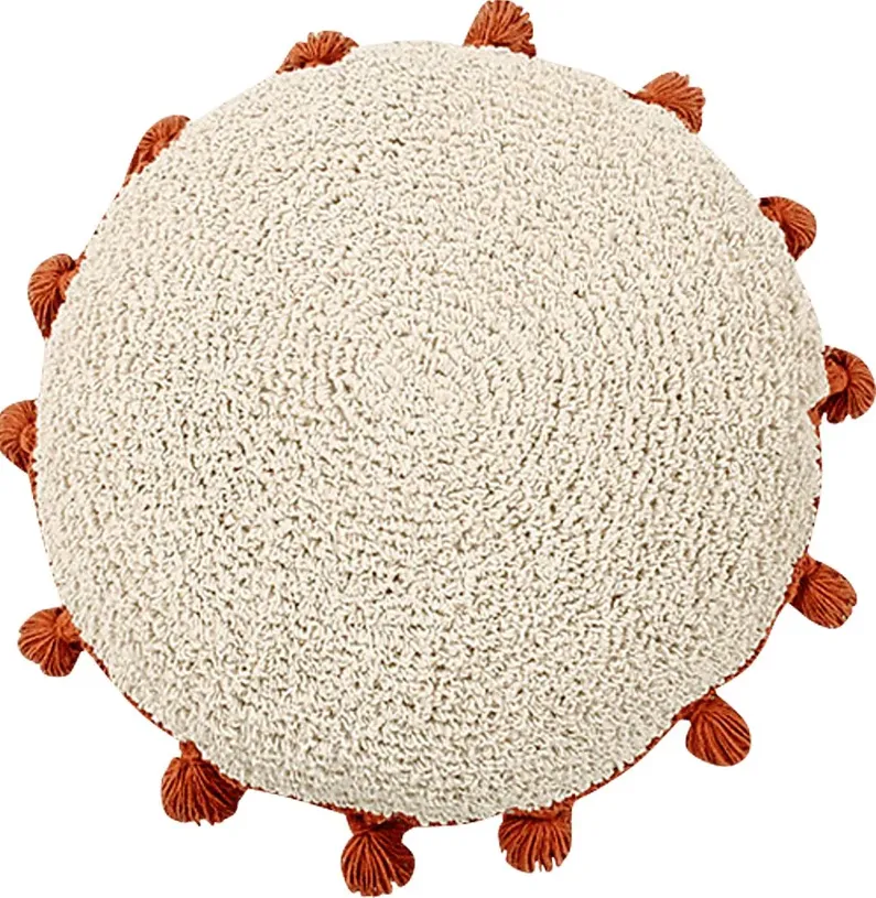 Kids Circle Tassels Natural/Terracotta Pillow