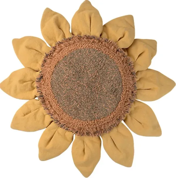 Kids Yellow/Brown Sunflower Floor Pillow