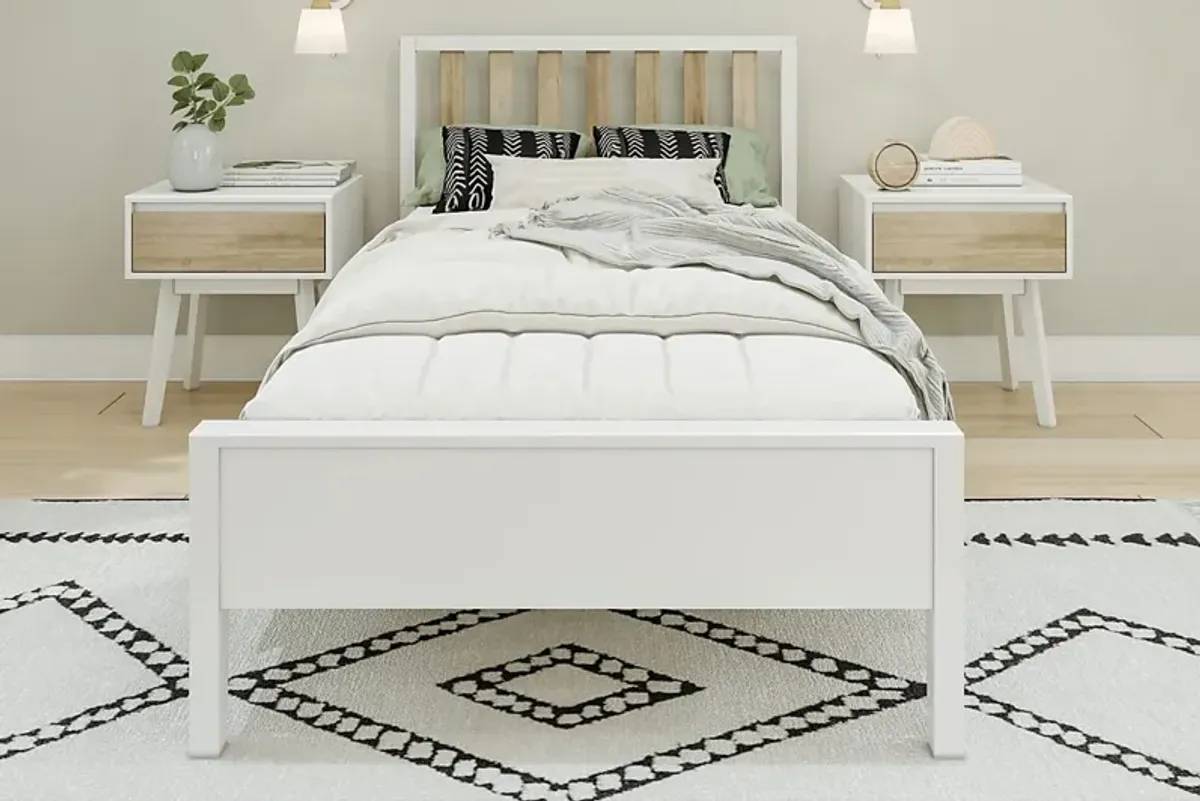 Kids Jolana White Natural Twin Bed