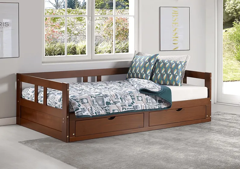 Kids Brigan Chestnut Twin Extending Day Bed