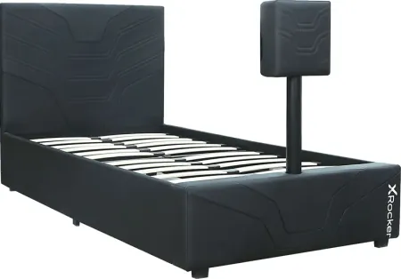 Kids Nanswell Black Twin Gaming Bed with TV Mount