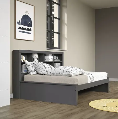 Kids Biserka I Dark Gray Full Day Bed with Bookcase