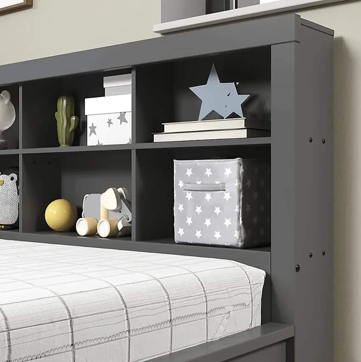 Kids Biserka I Dark Gray Full Day Bed with Bookcase