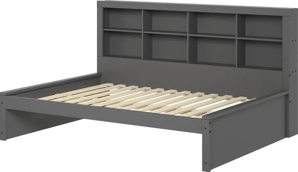 Kids Biserka I Dark Gray Full Day Bed with Bookcase