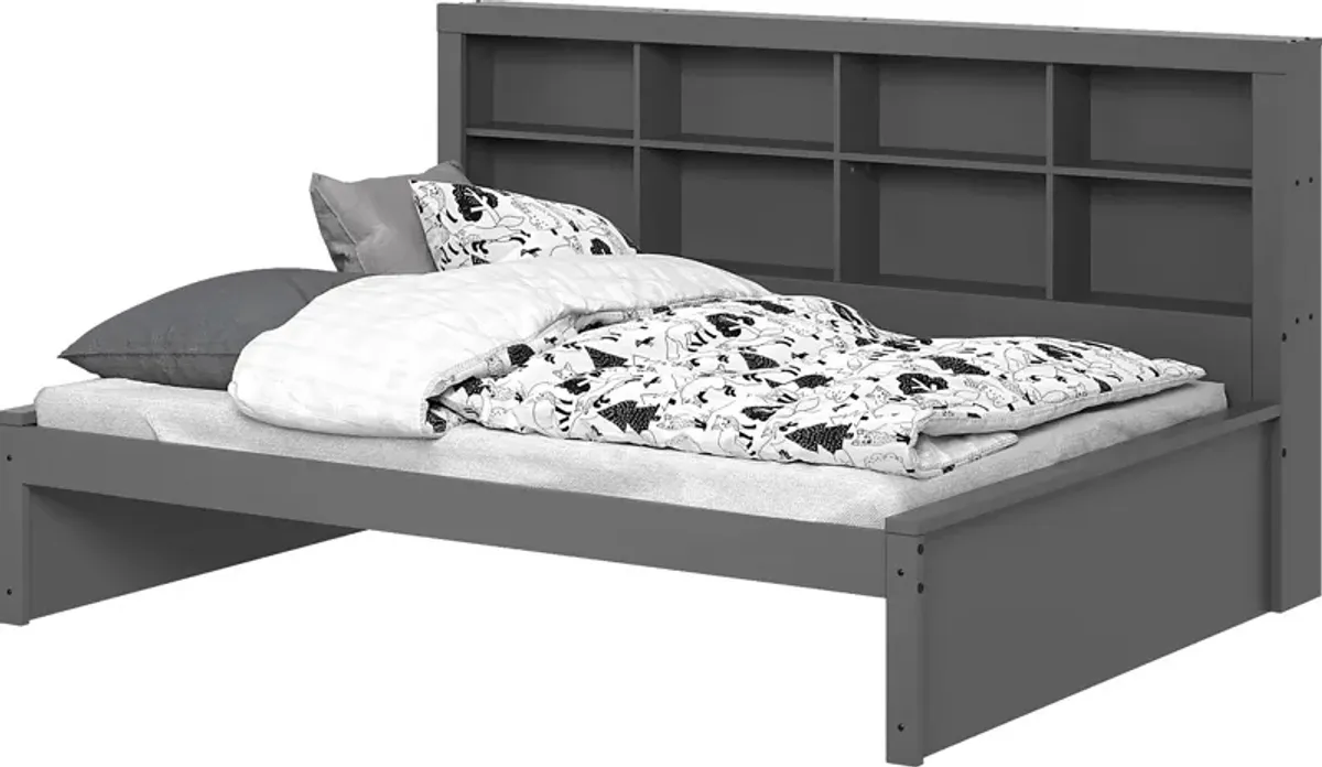 Kids Biserka I Dark Gray Full Day Bed with Bookcase