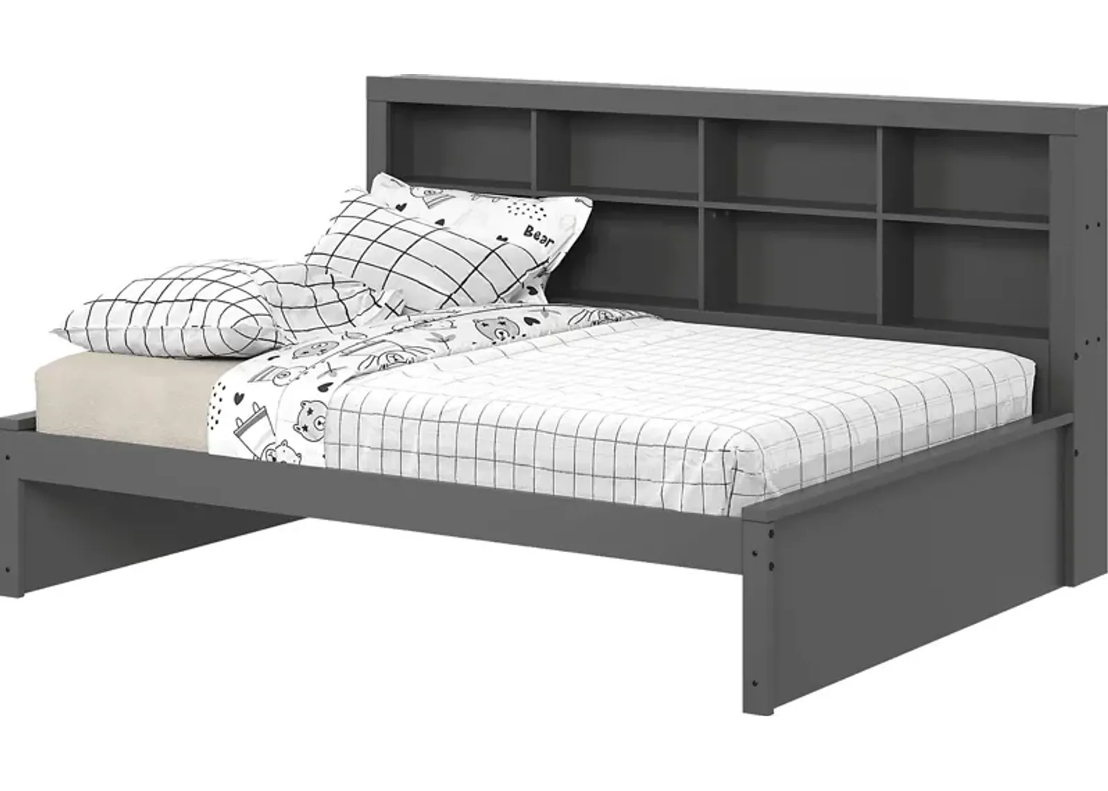 Kids Biserka I Dark Gray Full Day Bed with Bookcase