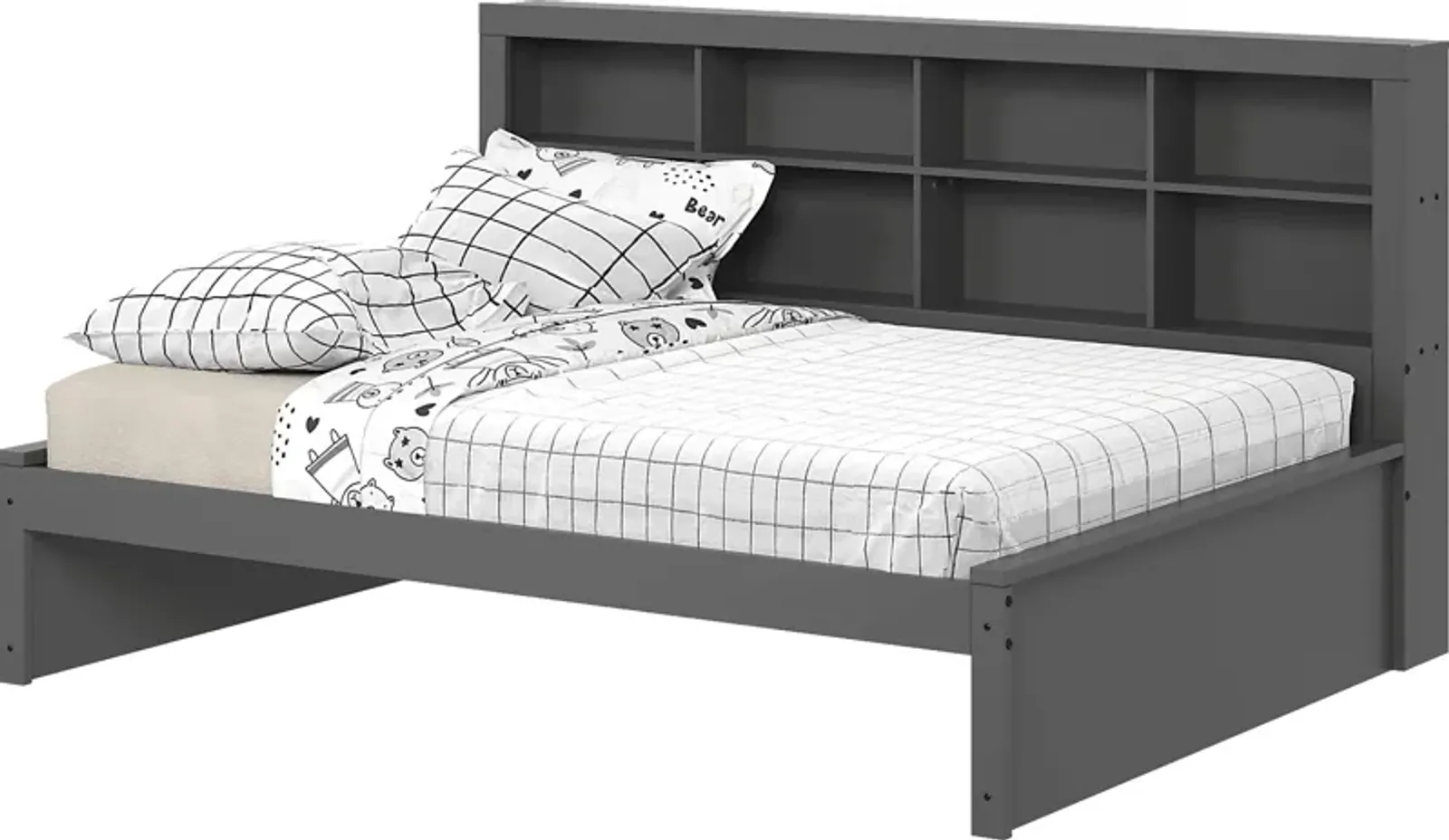 Kids Biserka I Dark Gray Full Day Bed with Bookcase