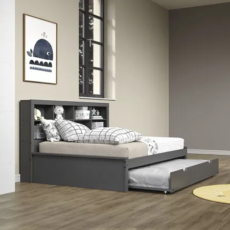 Kids Biserka II Dark Gray Full Day Bed with Bookcase & Trundle