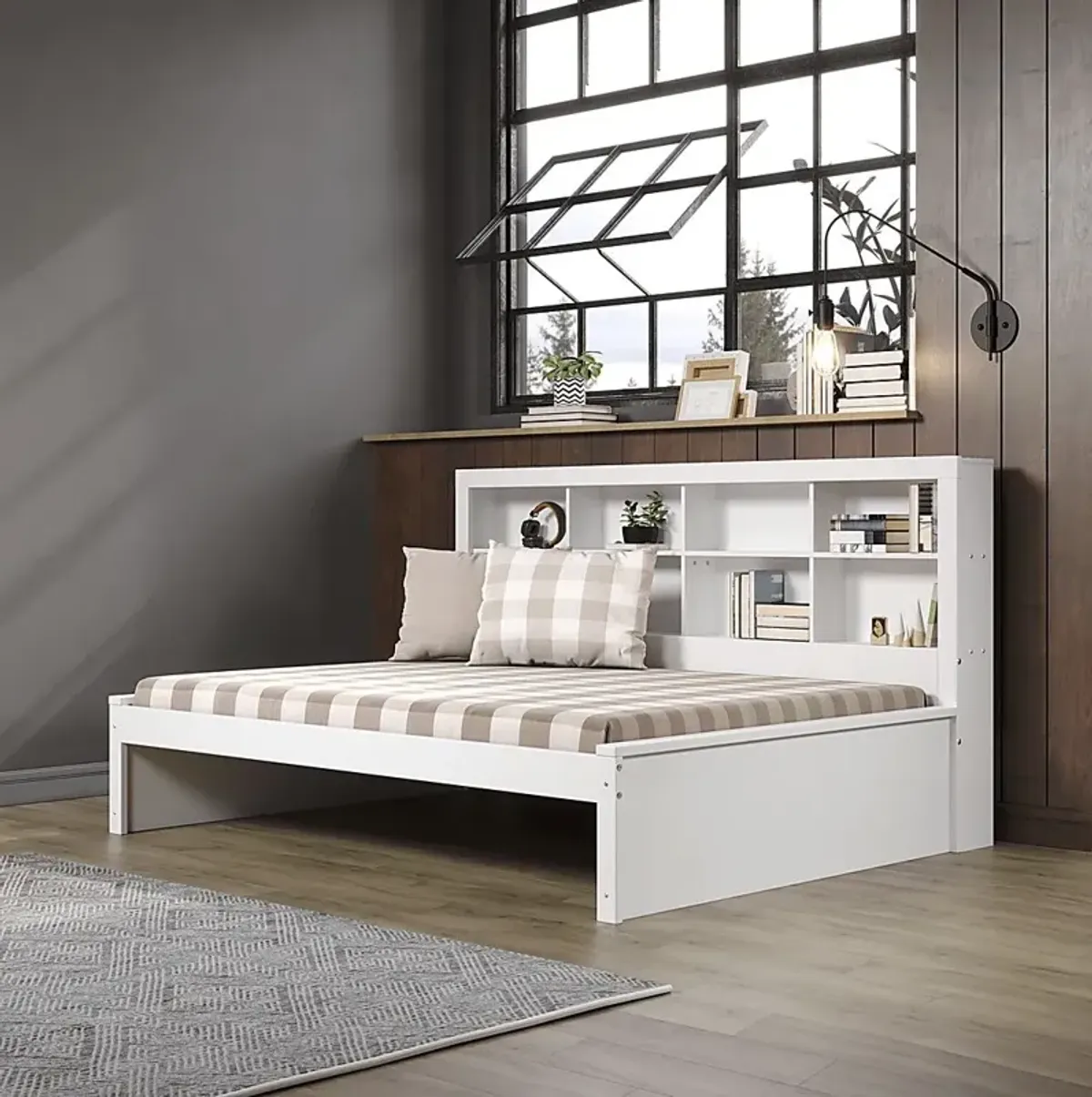 Kids Biserka I White Full Day Bed with Bookcase