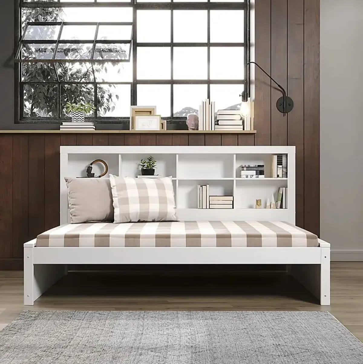 Kids Biserka I White Full Day Bed with Bookcase