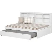 Kids Biserka II White Full Day Bed with Bookcase & Trundle