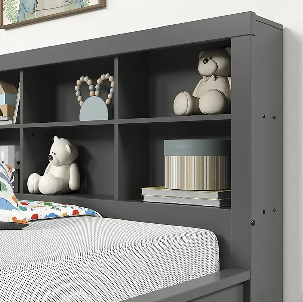 Kids Biserka I Dark Gray Twin Day Bed with Bookcase