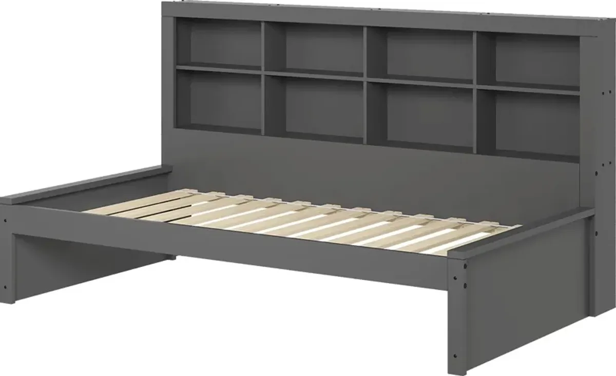 Kids Biserka I Dark Gray Twin Day Bed with Bookcase