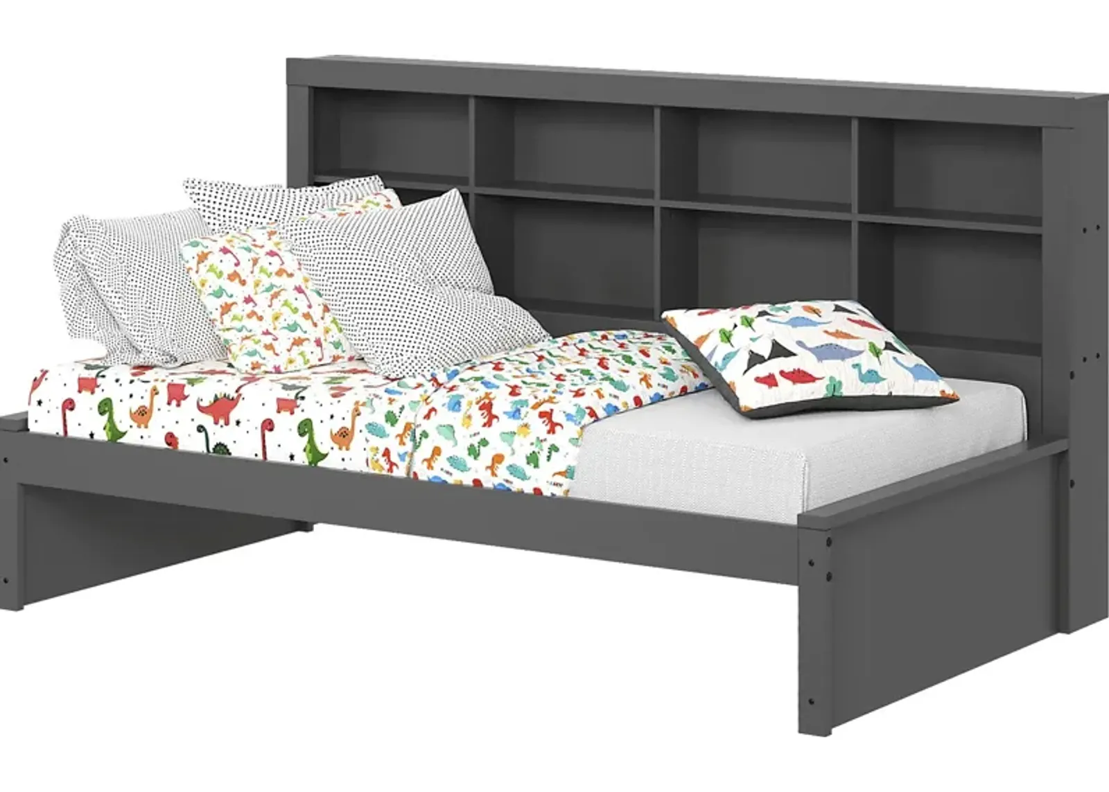 Kids Biserka I Dark Gray Twin Day Bed with Bookcase