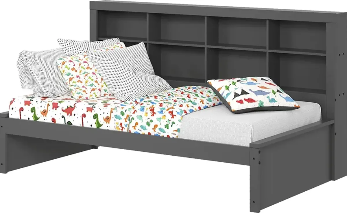 Kids Biserka I Dark Gray Twin Day Bed with Bookcase