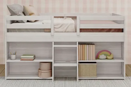 Kids Bellavi White Twin Loft Bed with Bookcase