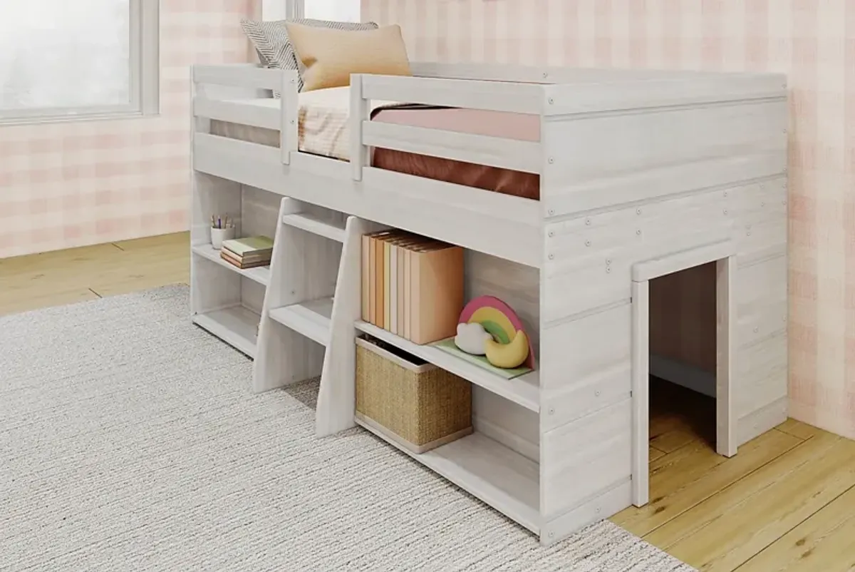 Kids Bellavi White Twin Loft Bed with Bookcase