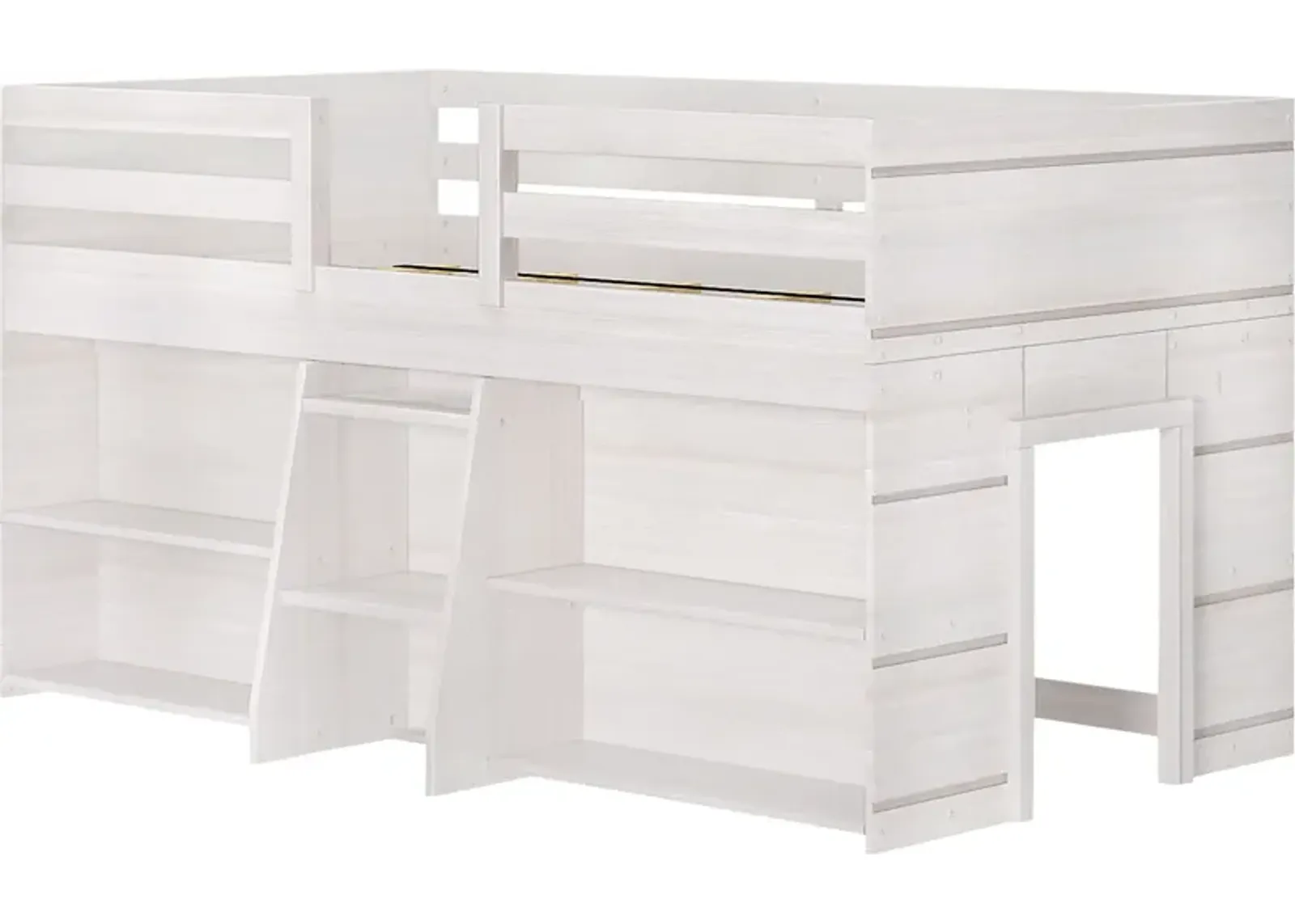 Kids Bellavi White Twin Loft Bed with Bookcase