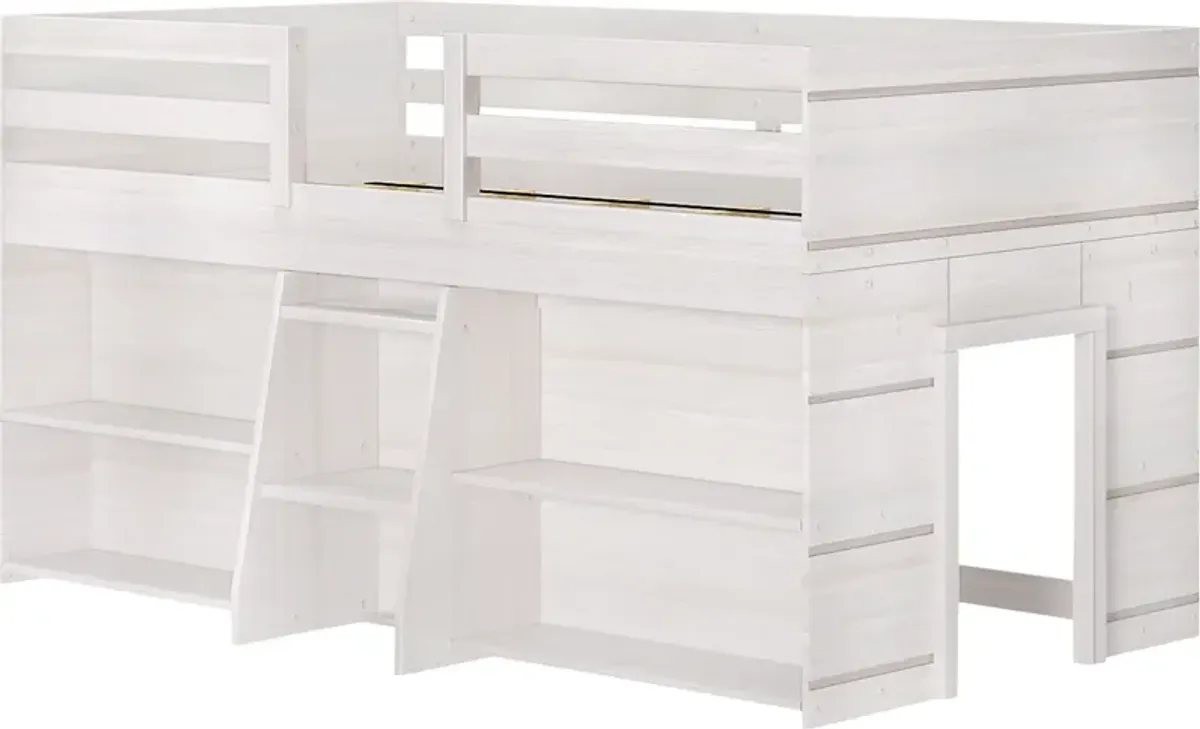 Kids Bellavi White Twin Loft Bed with Bookcase