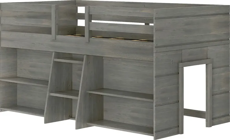 Kids Bellavi Gray Twin Loft Bed with Bookcase