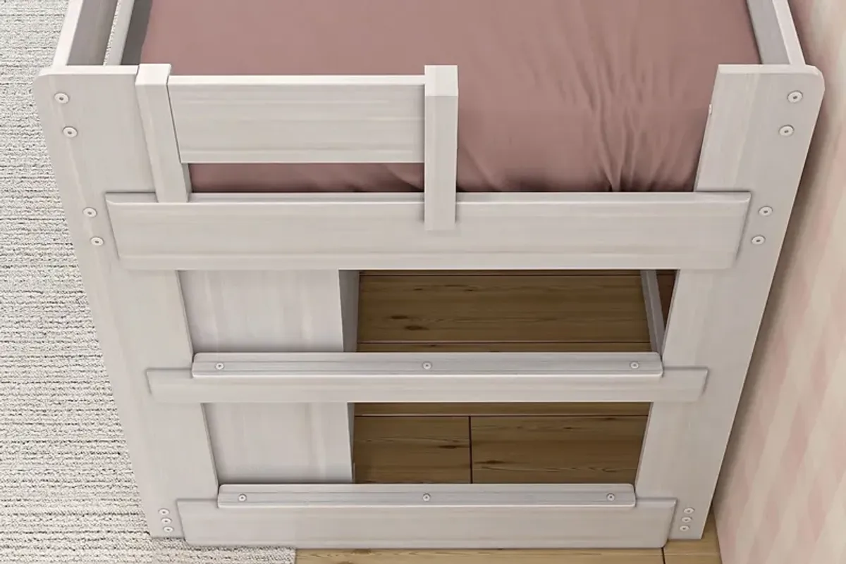 Kids Eliska II White Twin Loft Bed with Dresser & Bookcase