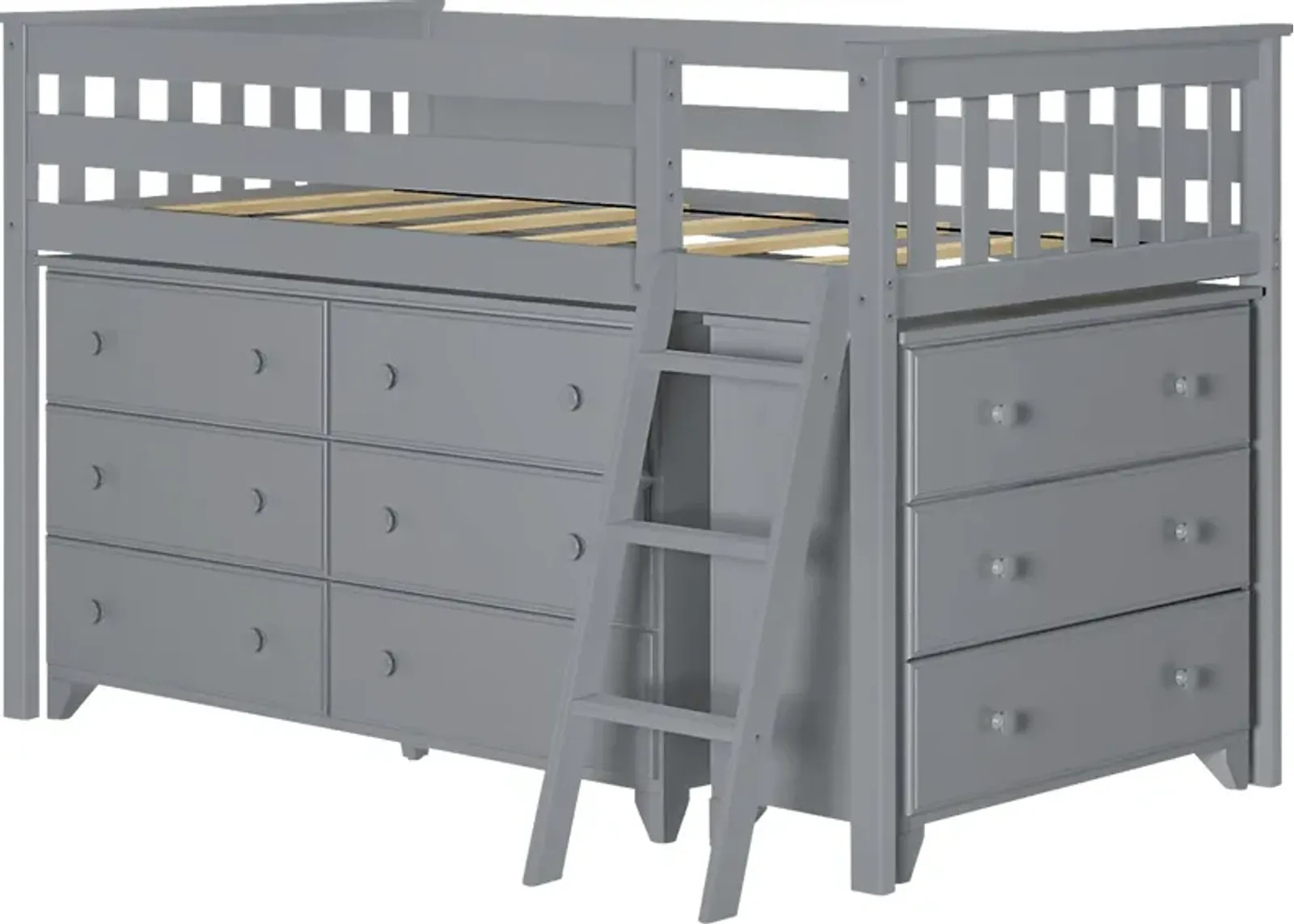 Kids Irenka II Gray Twin Loft Bed with Dresser