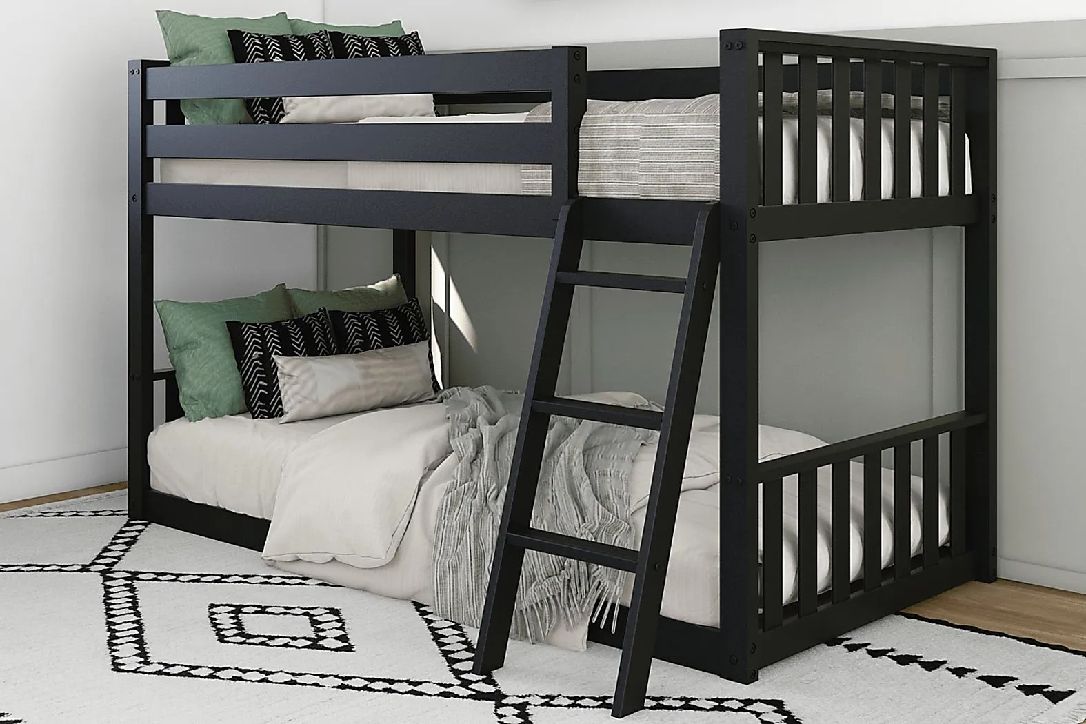 Kids Klaudie I Black Twin/Twin Bunk Bed