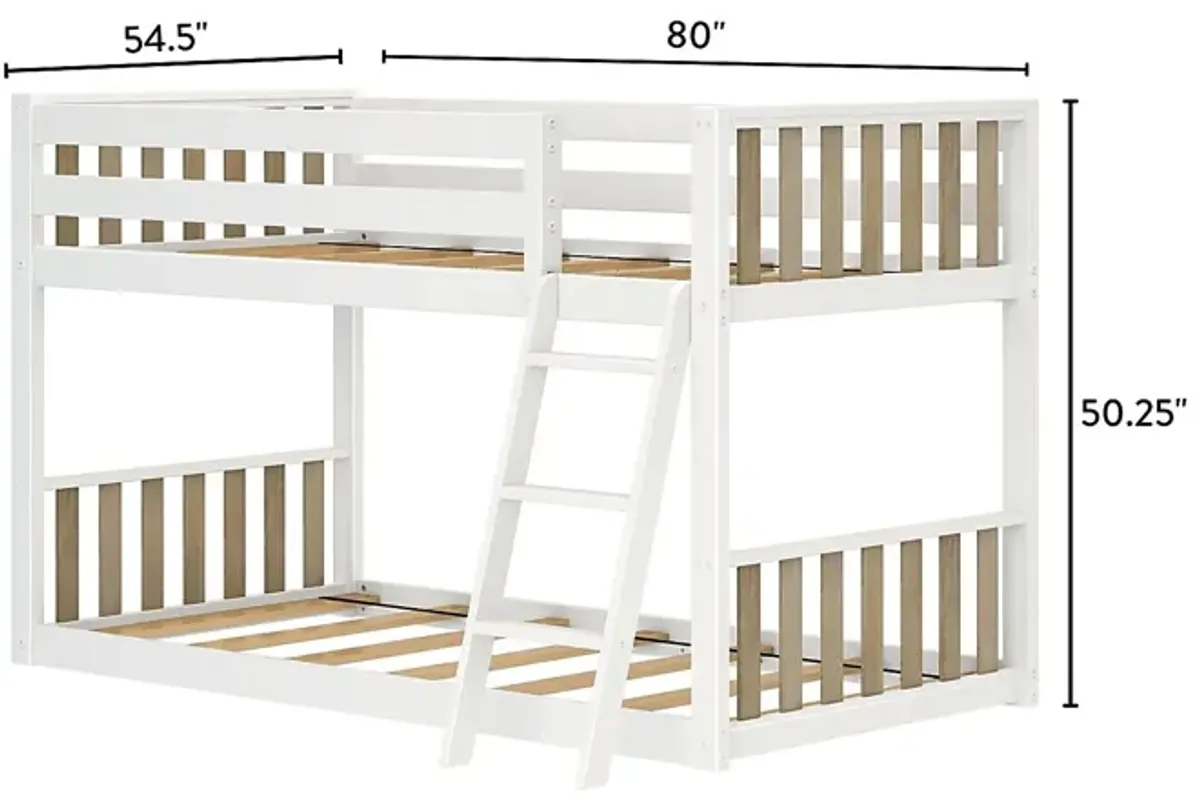 Kids Klaudie I White Natural Twin/Twin Bunk Bed