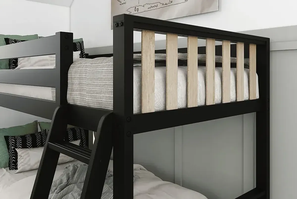 Kids Klaudie I Black Natural Twin/Twin Bunk Bed