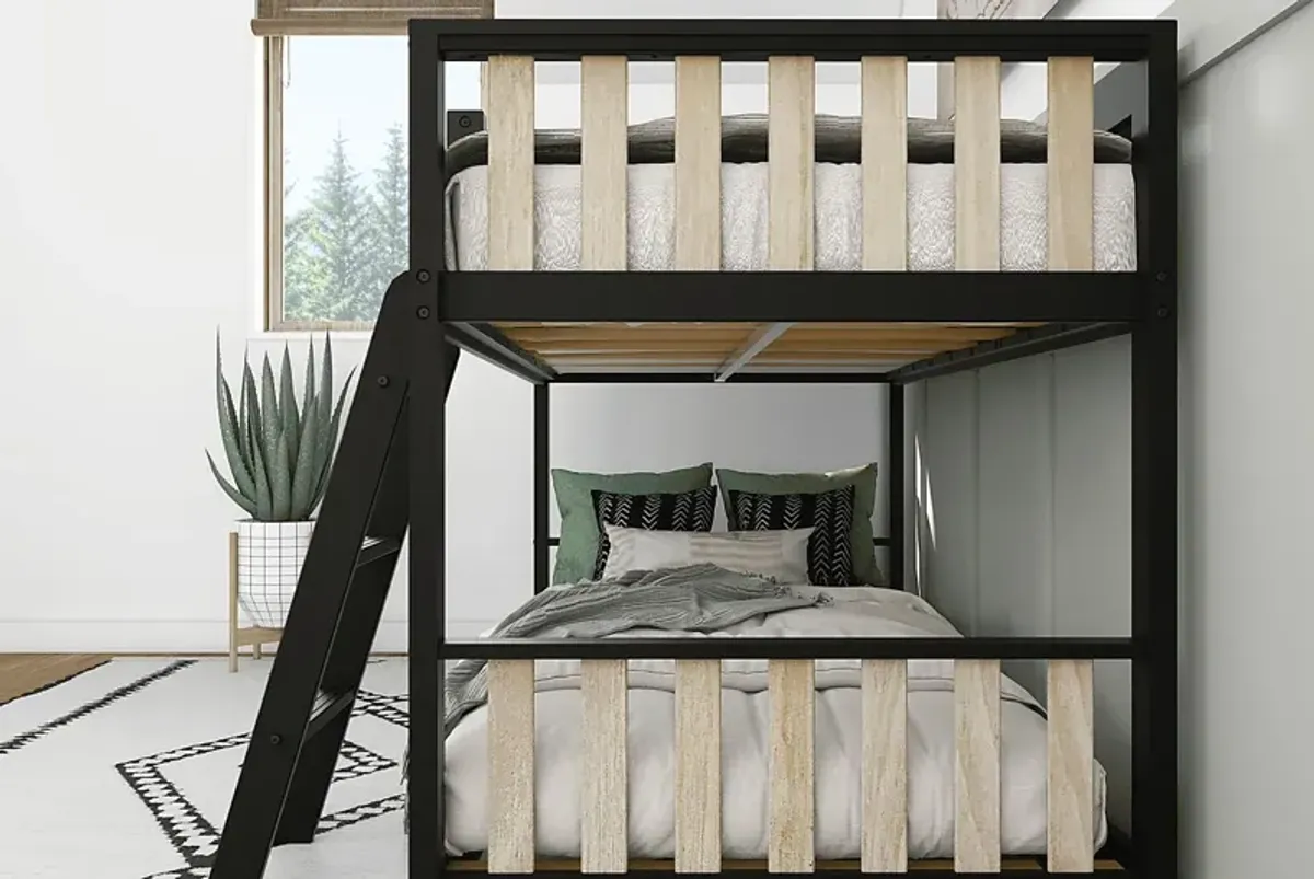 Kids Klaudie I Black Natural Twin/Twin Bunk Bed