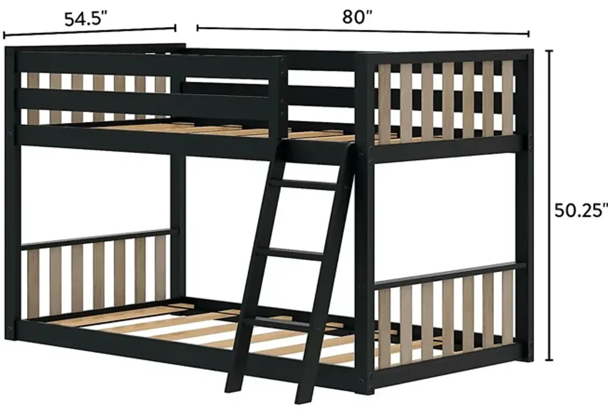 Kids Klaudie I Black Natural Twin/Twin Bunk Bed