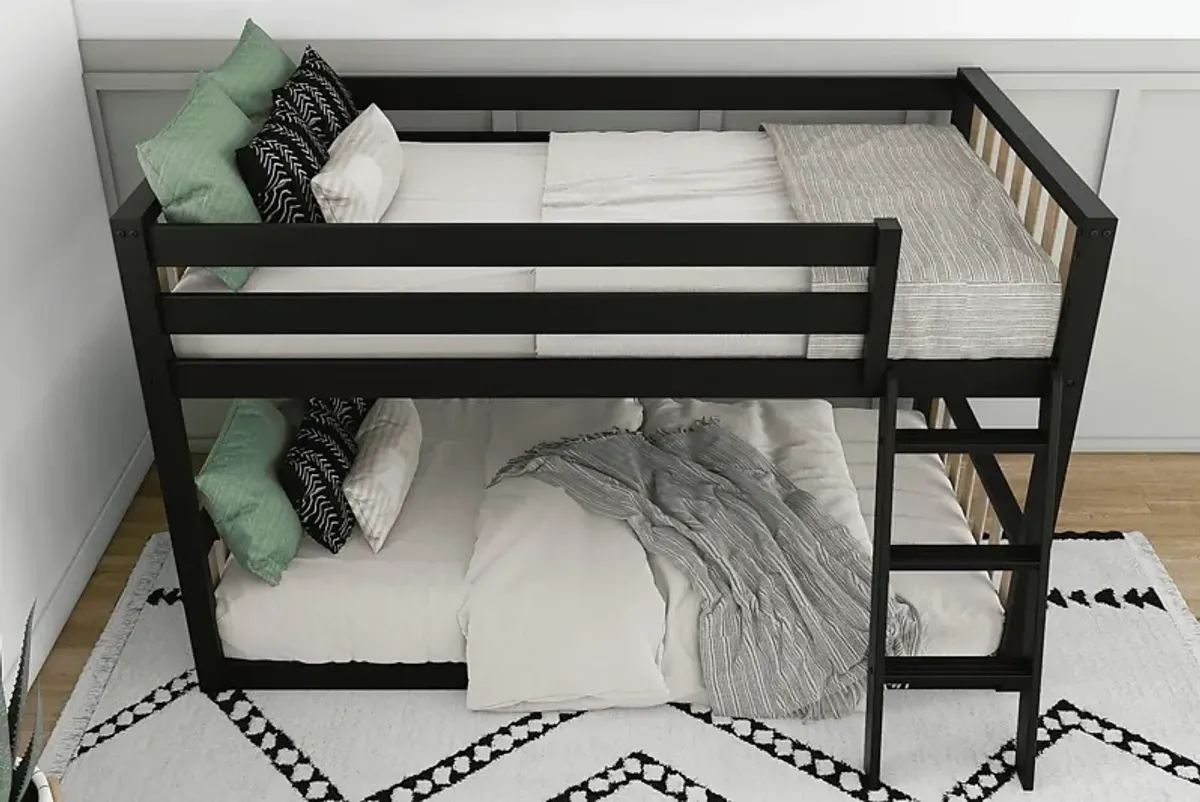 Kids Klaudie I Black Natural Twin/Twin Bunk Bed