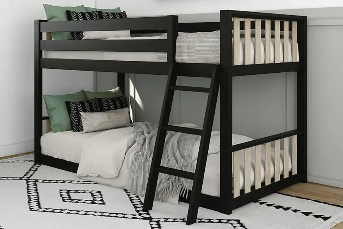 Kids Klaudie I Black Natural Twin/Twin Bunk Bed