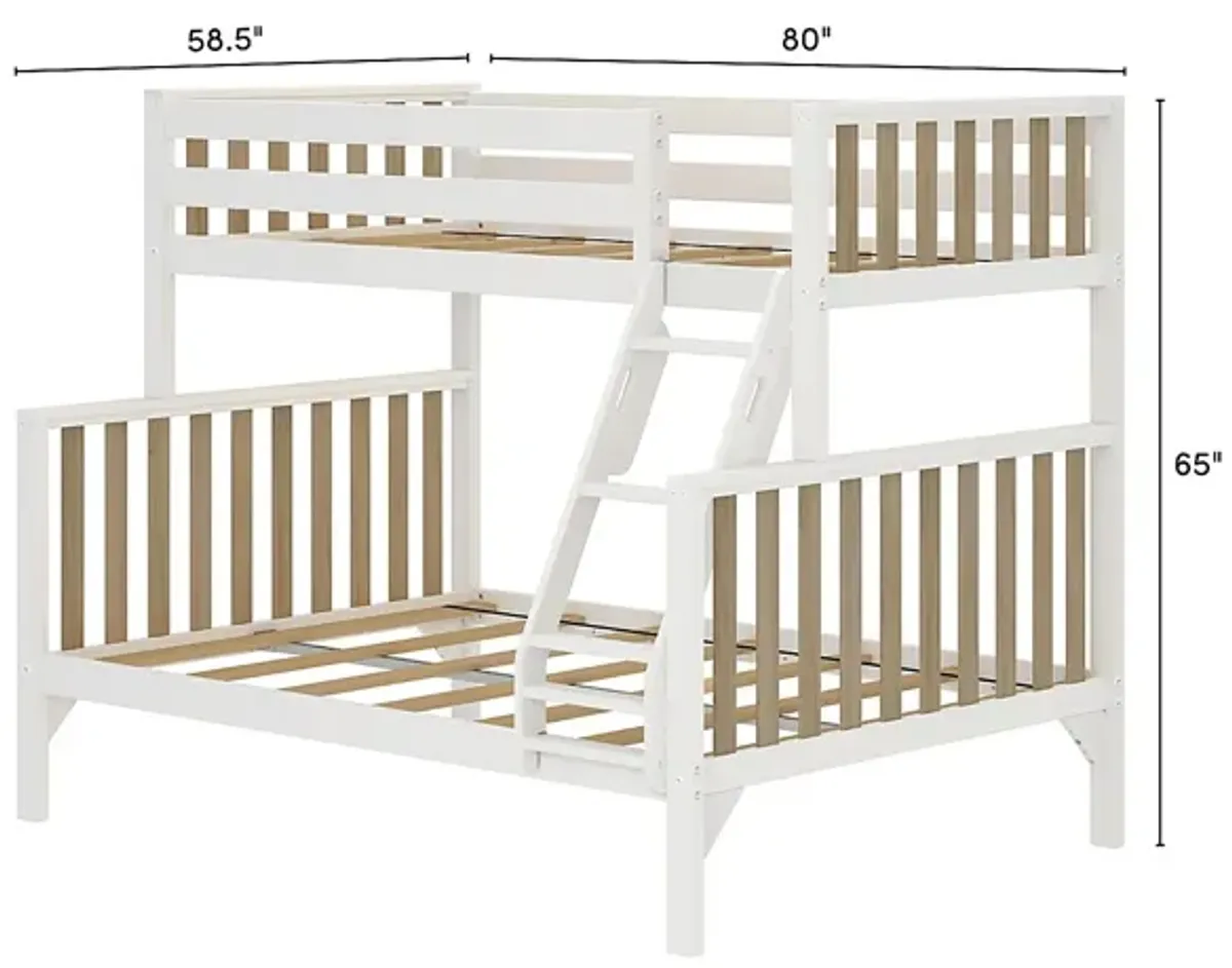 Kids Klaudie II White Twin/Full Natural Bunk Bed