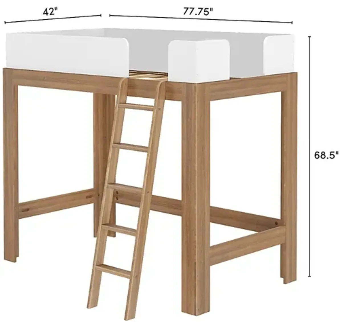 Kids Josefa II Pecan White Twin Loft Bed