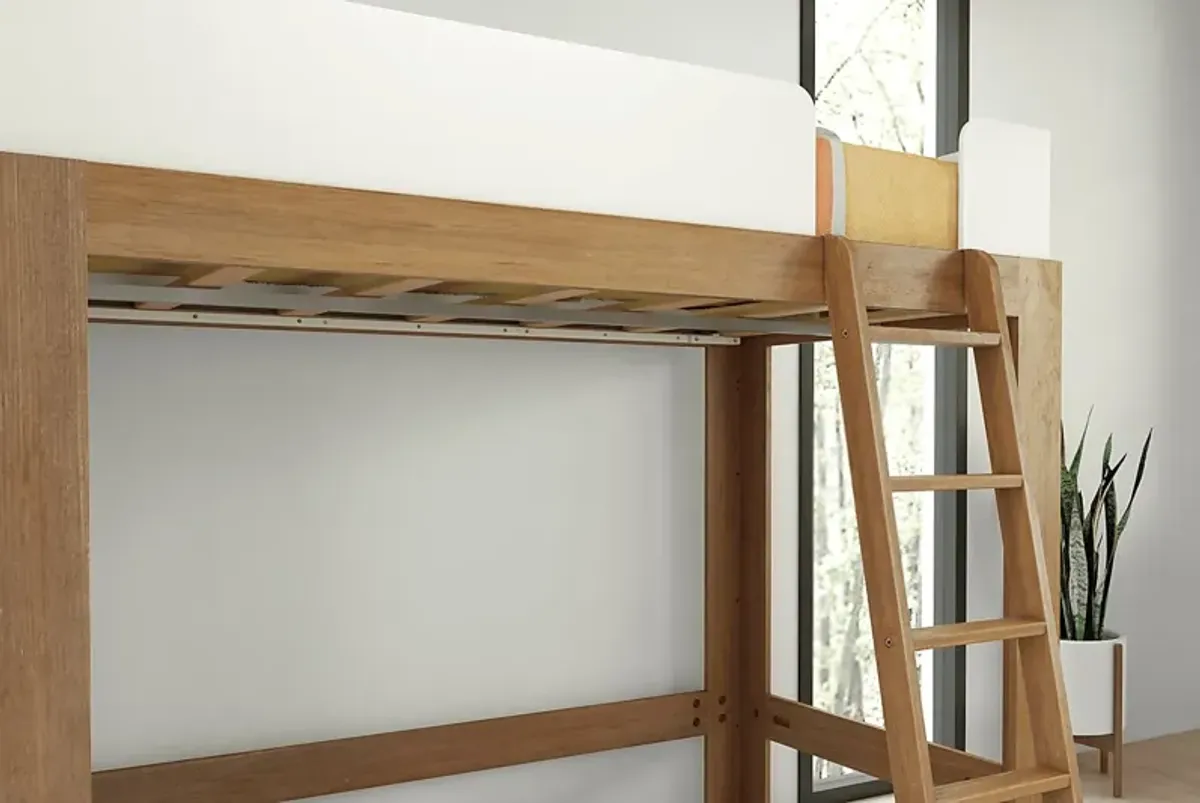 Kids Josefa II Pecan White Twin Loft Bed