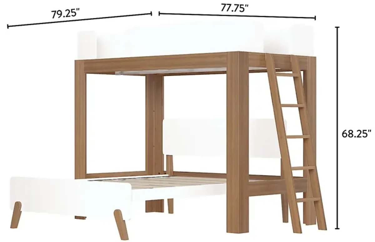 Kids Zuzana II Pecan White Twin/Full Bunk Bed