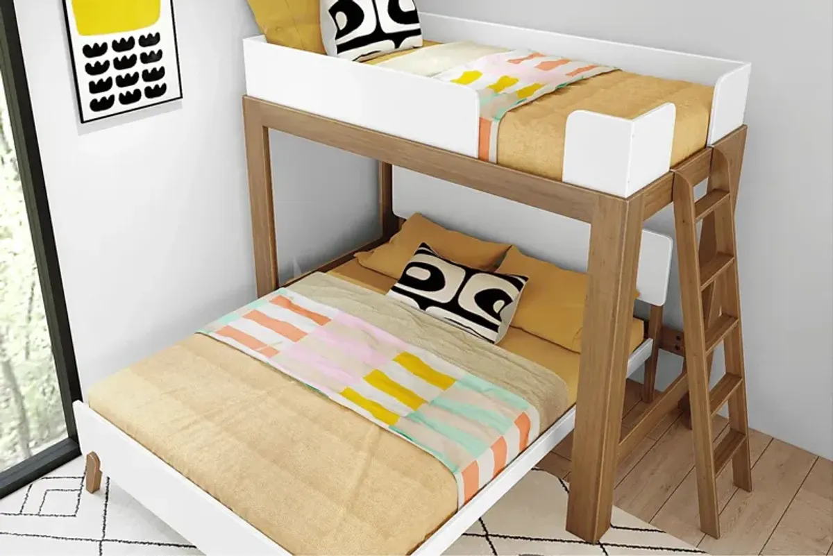 Kids Zuzana III Pecan White Twin/Queen Bunk Bed