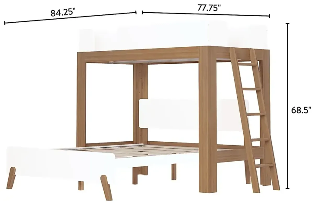 Kids Zuzana III Pecan White Twin/Queen Bunk Bed