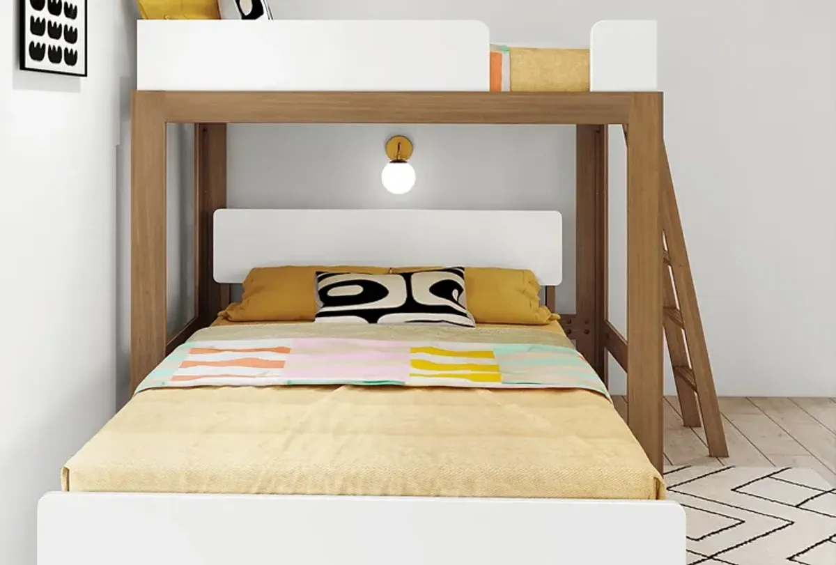 Kids Zuzana III Pecan White Twin/Queen Bunk Bed