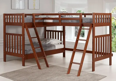 Kids Hartlams Chestnut Twin/Twin/Twin Bunk Bed