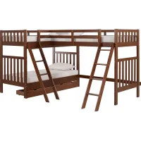 Kids Hartlams Chestnut Twin/Twin/Twin Bunk Bed with Storage