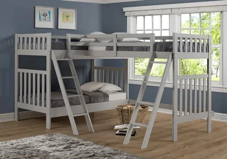 Kids Berelet Dove Gray Twin/Twin/Twin Bunk Bed