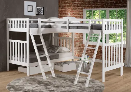 Kids Berelet White Twin/Twin/Twin Bunk Bed with Storage