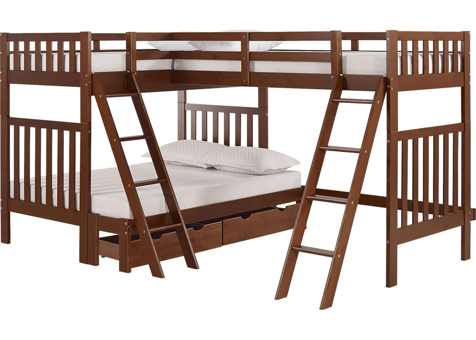 Kids Athabrook Chestnut Twin/Twin/Full Bunk Bed with Storage