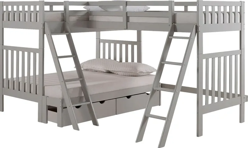 Kids Tillcester Dove Gray Twin/Twin/Full Bunk Bed with Storage